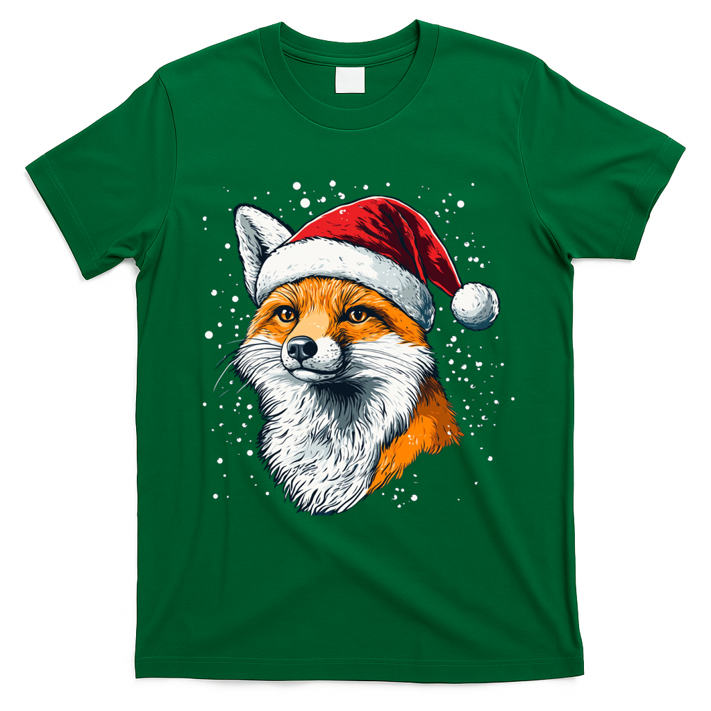 Festive Fox Merry Christmas With Family And Friends Gift T-Shirt - Irish Green