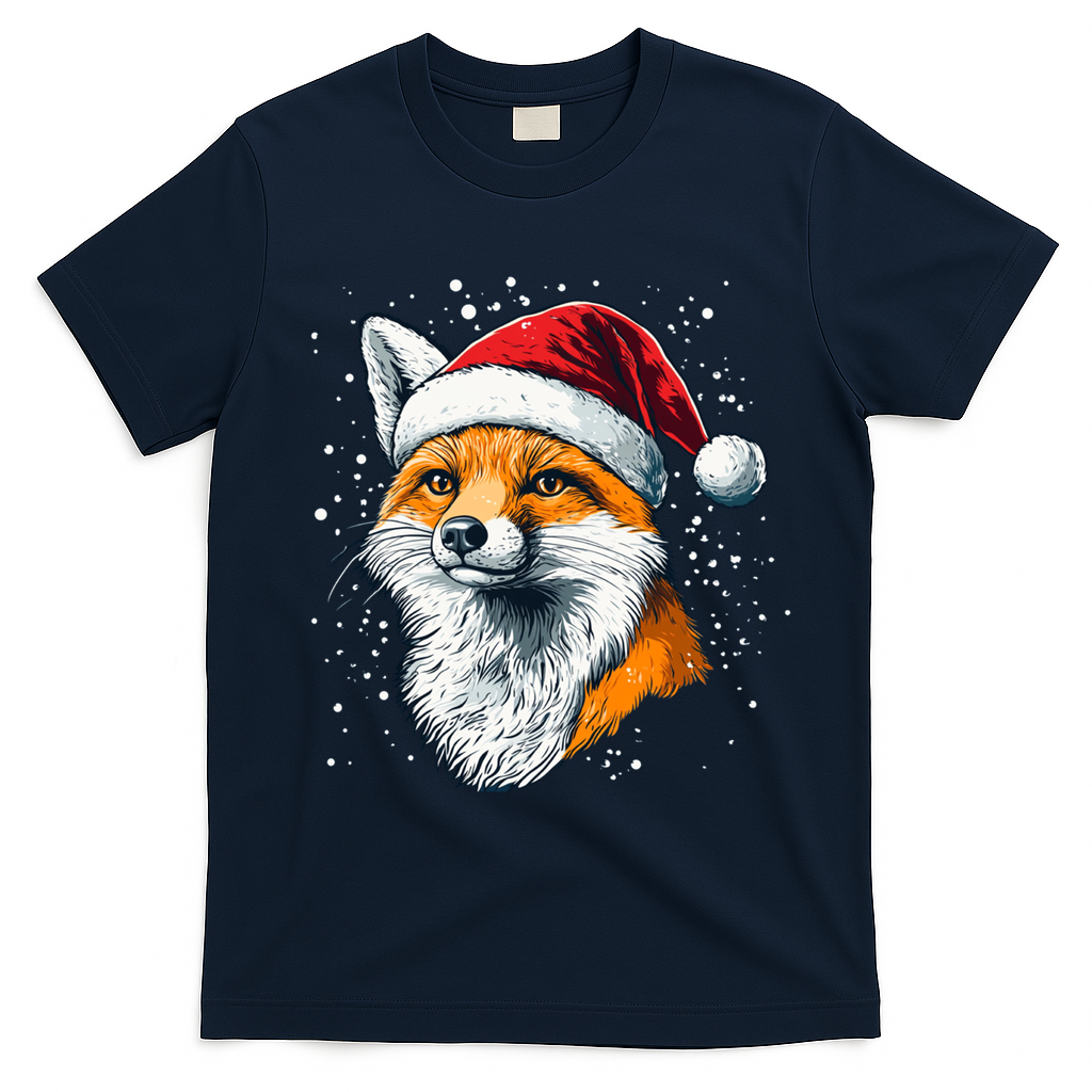 Festive Fox Merry Christmas With Family And Friends Gift T-Shirt - Navy Blue