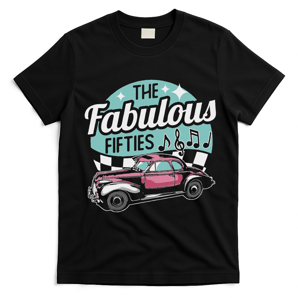 Fabulous Fifties Rockabilly Classic Car Psychobilly Rocker T-Shirt - Black