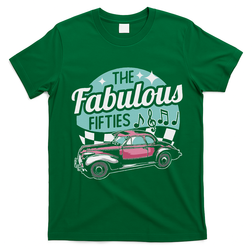 Fabulous Fifties Rockabilly Classic Car Psychobilly Rocker T-Shirt - Irish Green
