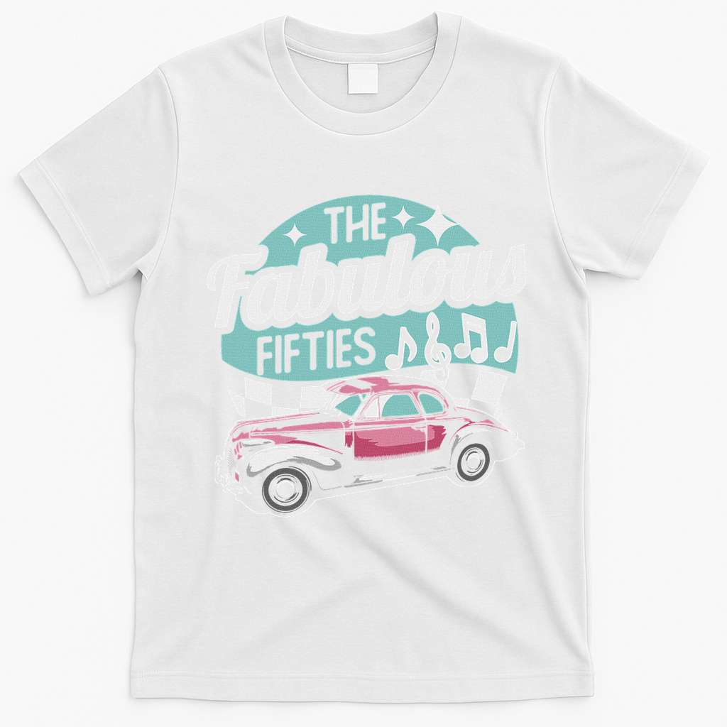 Fabulous Fifties Rockabilly Classic Car Psychobilly Rocker T-Shirt - White