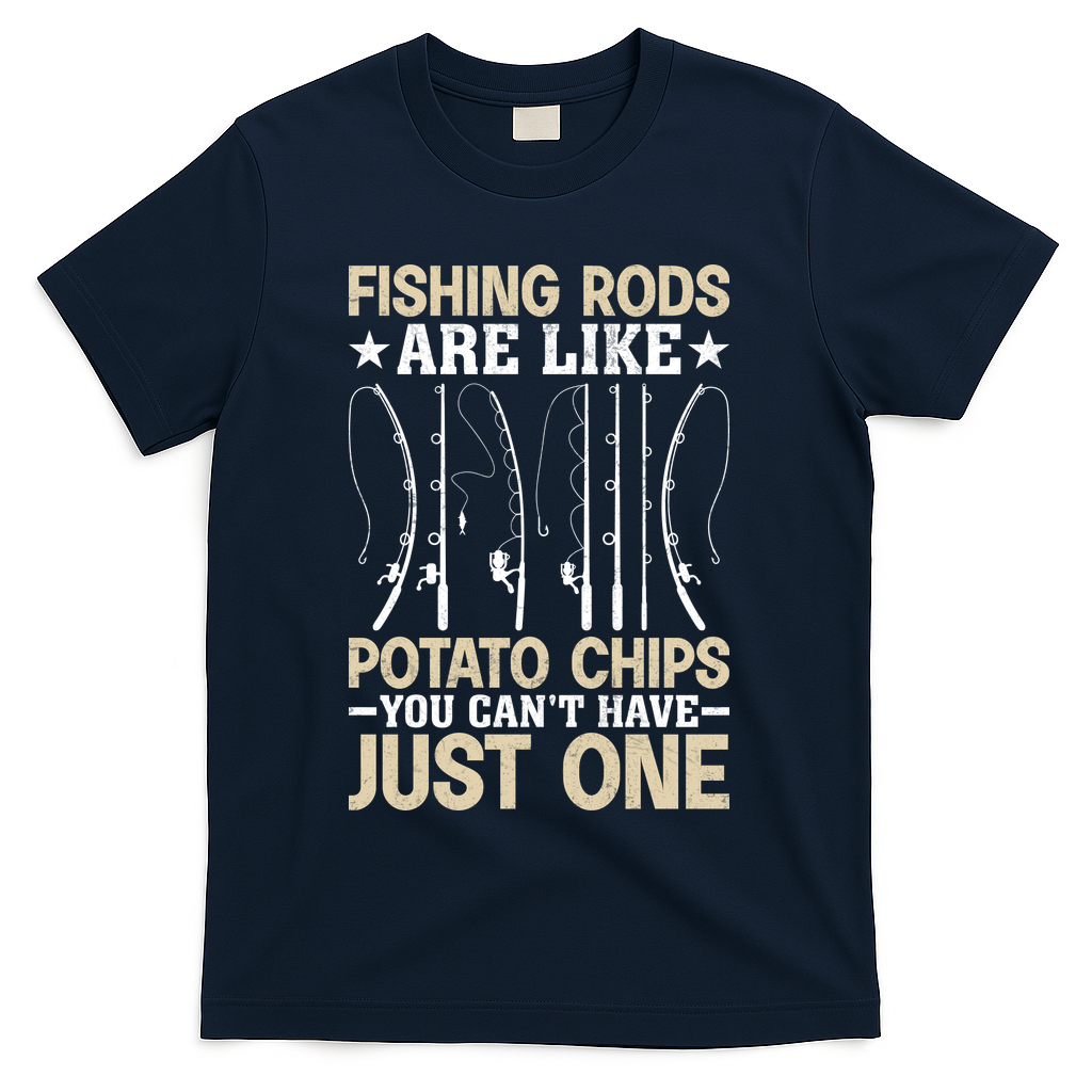 Funny Fishing Rods Fisherman Gift T-Shirt - Navy
