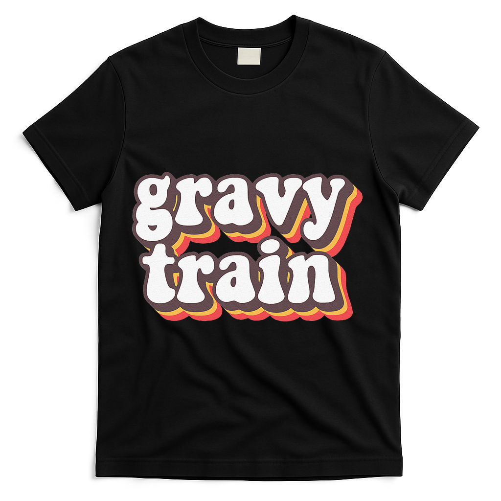 Funny Family Thanksgiving Gravy Train Friendsgiving T-Shirt - Black