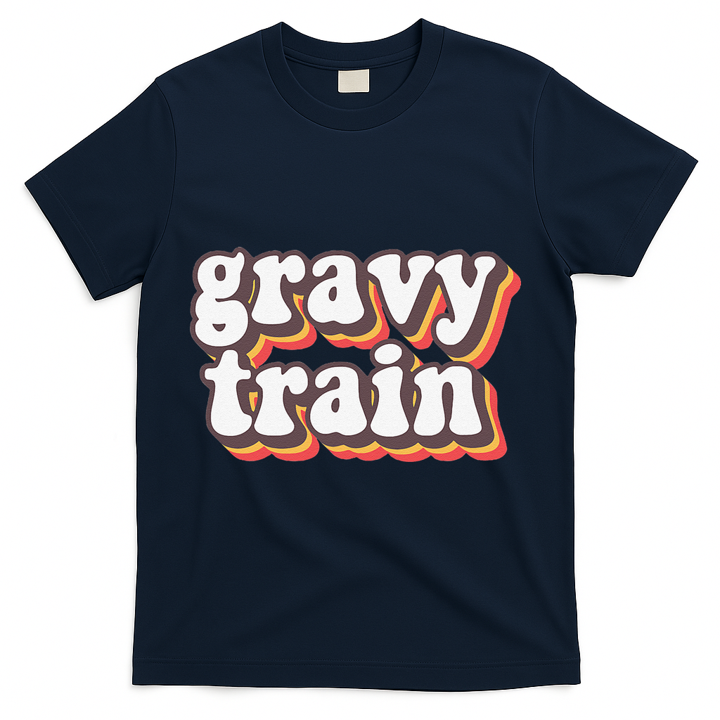 Funny Family Thanksgiving Gravy Train Friendsgiving T-Shirt - Navy