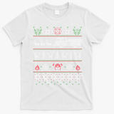 Firefighter Fire Truck Pulled By Reindeer Ugly Christmas Gift T-Shirt - White