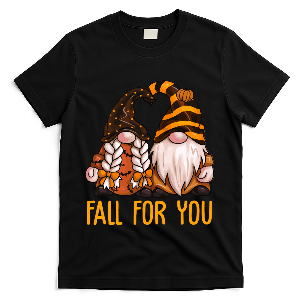 Fall For You Gnome Cute T-Shirt - Black