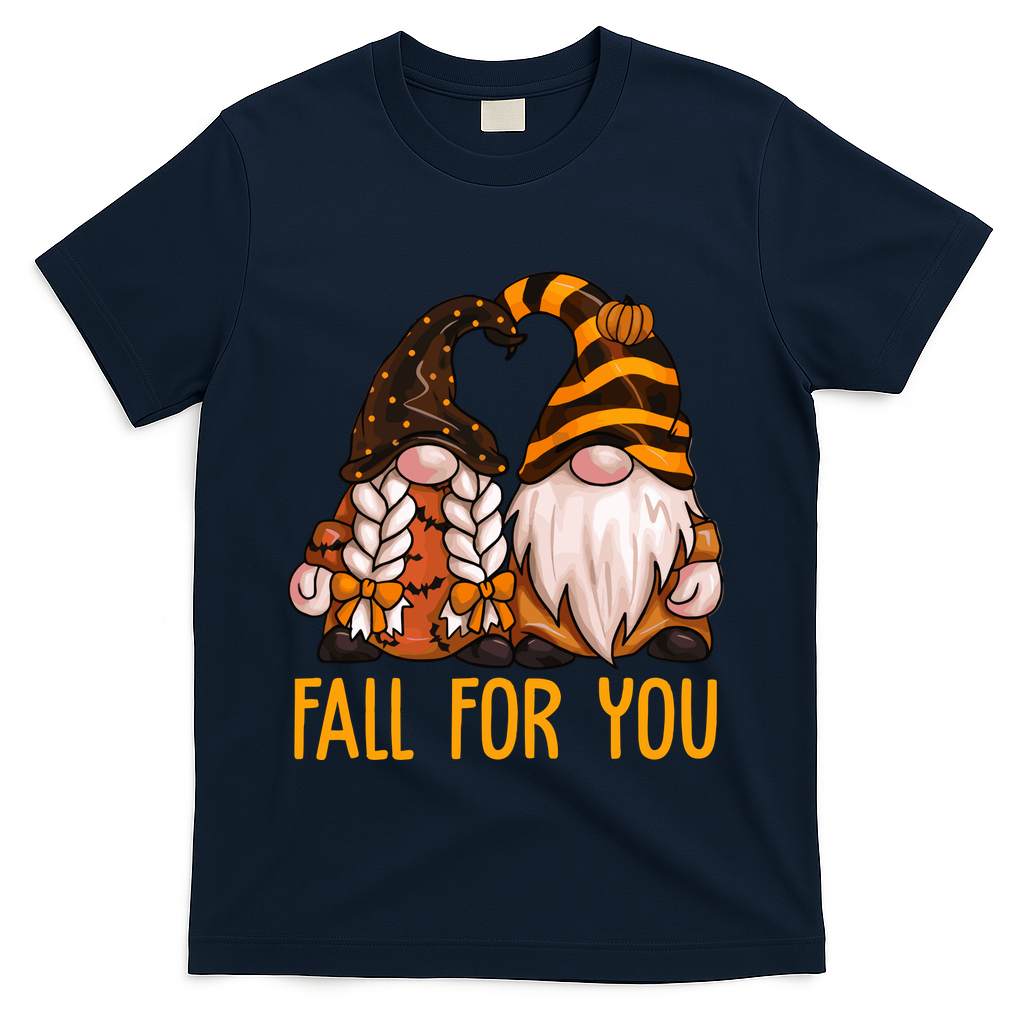 Fall For You Gnome Cute T-Shirt - Navy