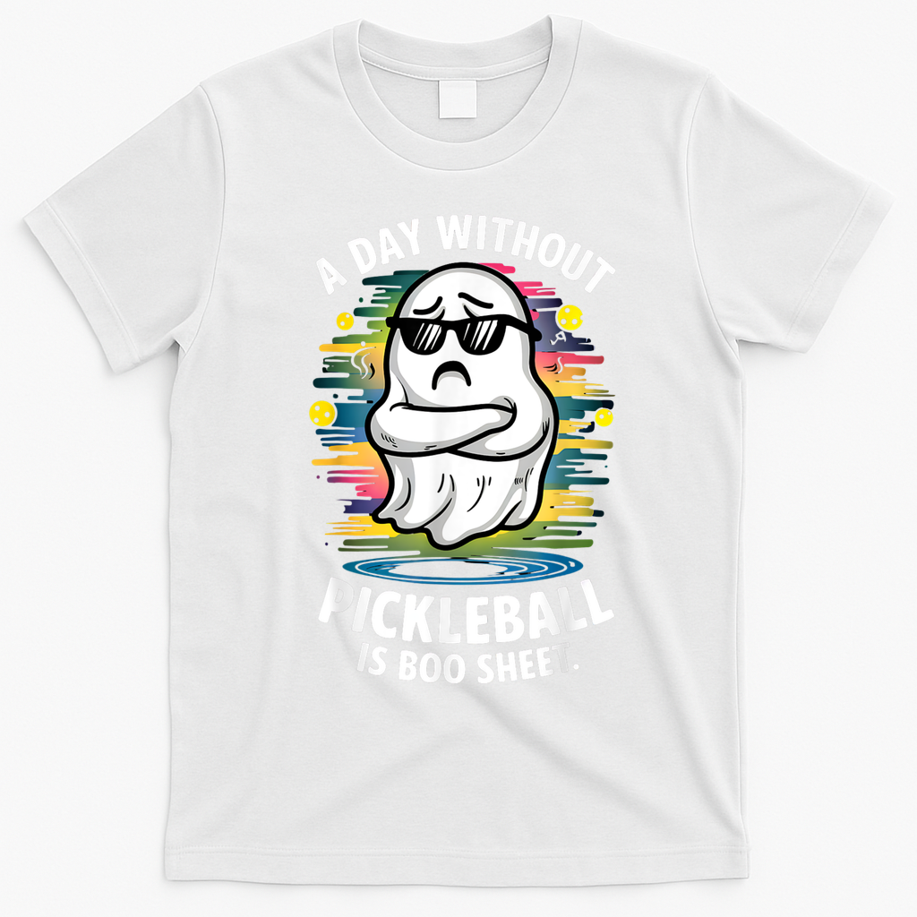 Funny Ghost A Day Without Pickleball Is Boo Sheet T-Shirt - White