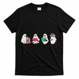 Funny Ghost Book Reading Halloween Books Lover Teacher T-Shirt - Black