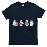 Funny Ghost Book Reading Halloween Books Lover Teacher T-Shirt - Navy
