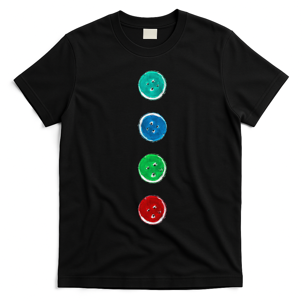Four Groovy Buttons Blue Cat Funny Halloween Custom T-Shirt - Black