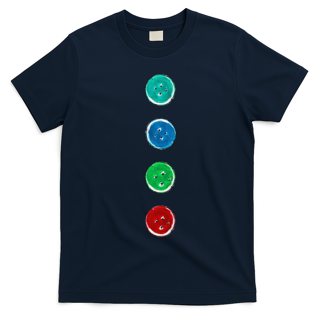 Four Groovy Buttons Blue Cat Funny Halloween Custom T-Shirt - Navy Blue