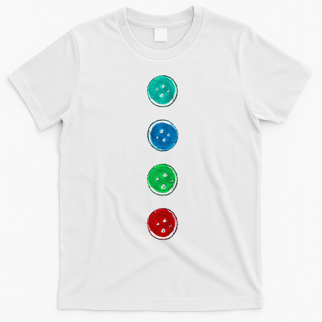 Four Groovy Buttons Blue Cat Funny Halloween Custom T-Shirt - White