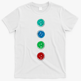 Four Groovy Buttons Blue Cat Funny Halloween Custom T-Shirt - White