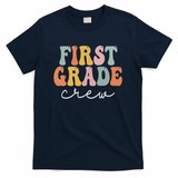 First Grade Crew Groovy Women First Day Of School T-Shirt - Navy