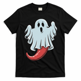 Funny Ghost Chili Pepper Lovers Spooky Halloween T-Shirt - Black