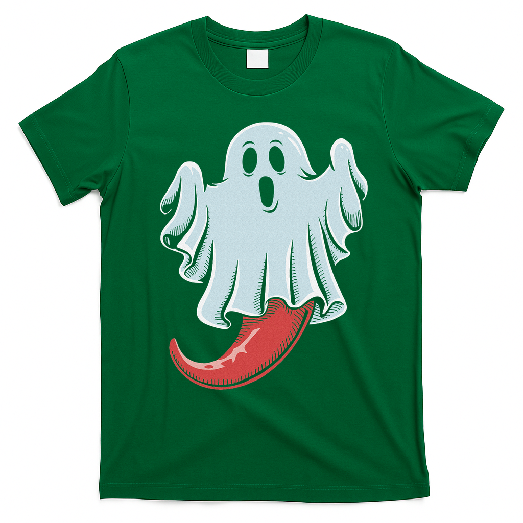 Funny Ghost Chili Pepper Lovers Spooky Halloween T-Shirt - Irish Green