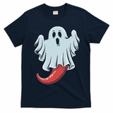 Funny Ghost Chili Pepper Lovers Spooky Halloween T-Shirt - Navy Blue