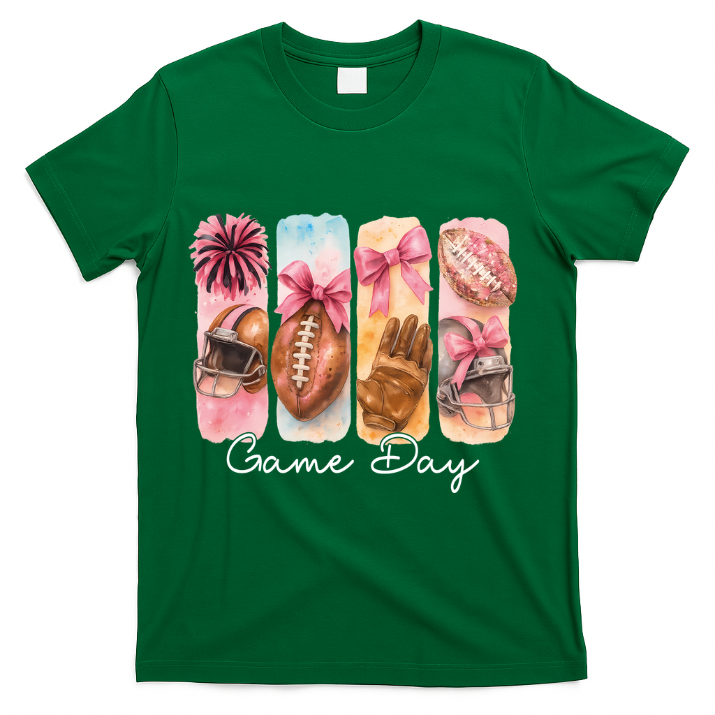Football Game Day Fall Vibes Cute Autumn T-Shirt - Green