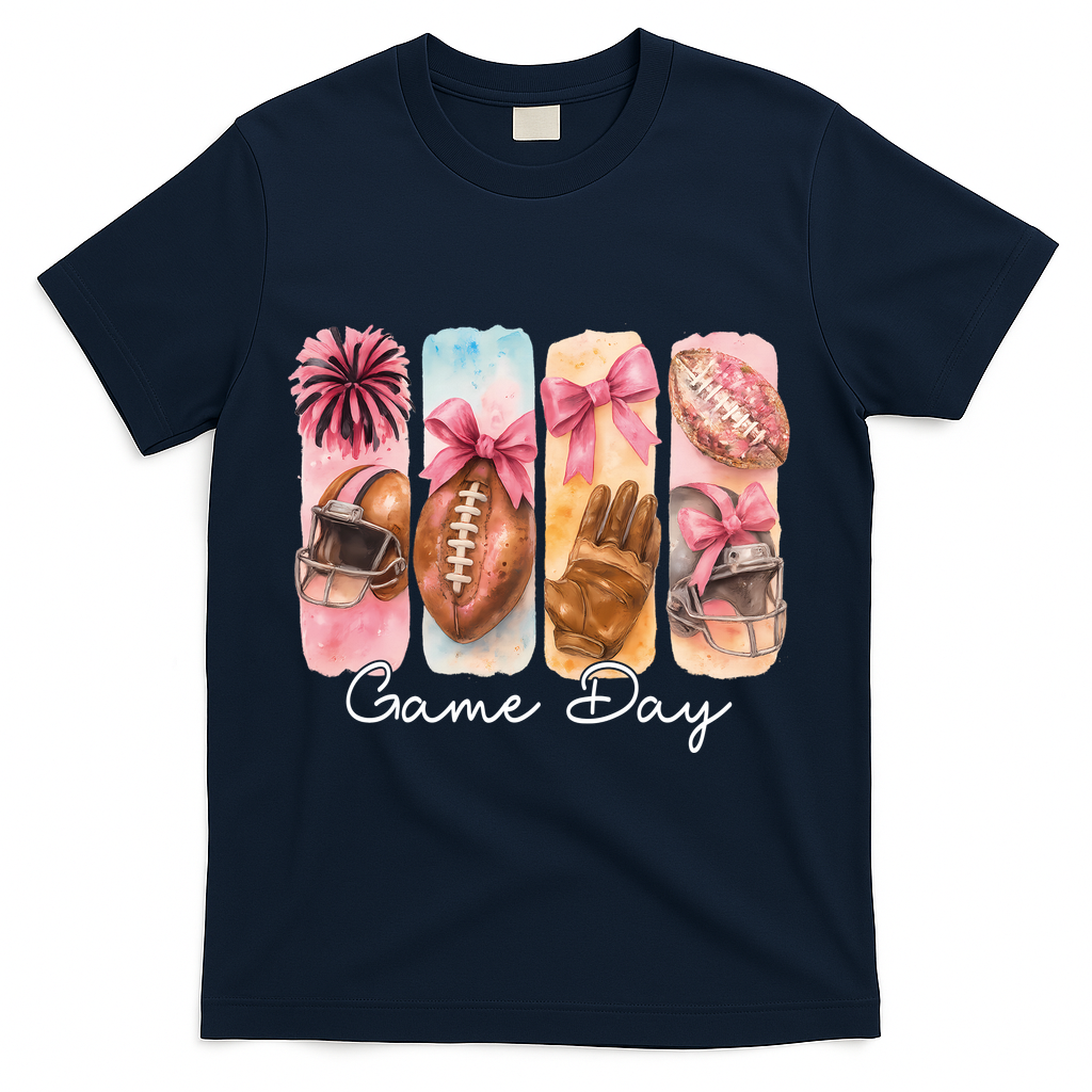 Football Game Day Fall Vibes Cute Autumn T-Shirt - Navy