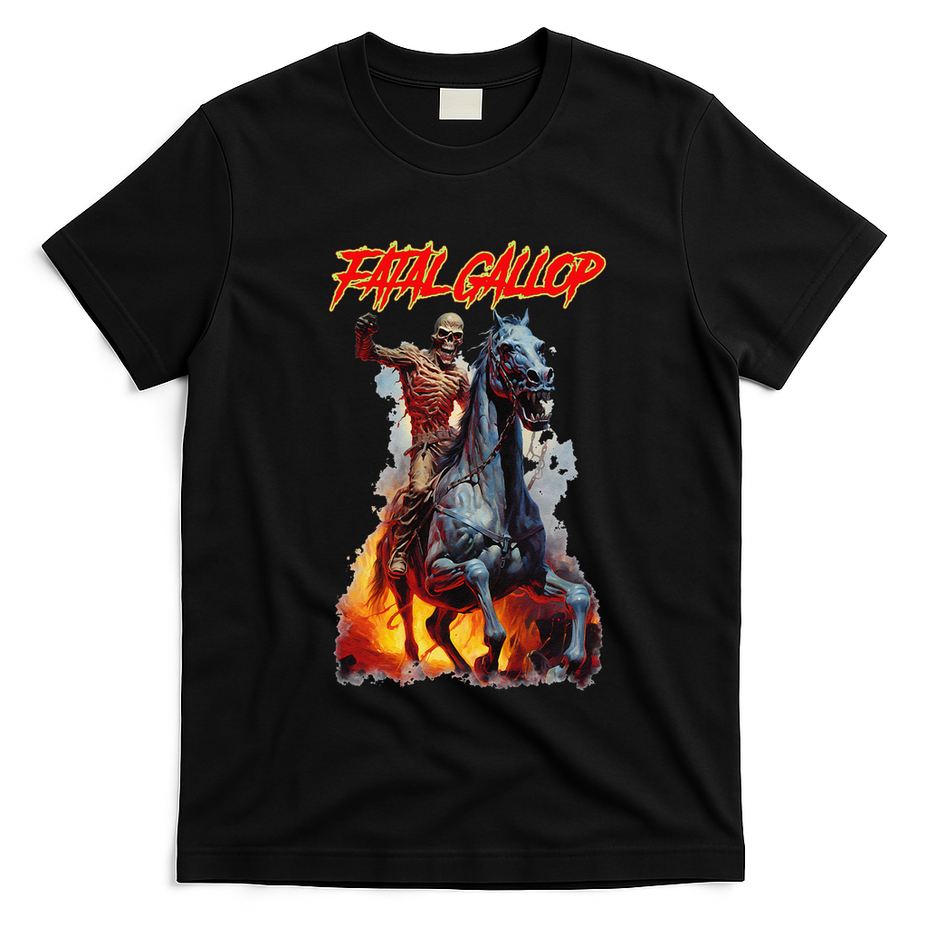 Fatal Gallop Diabolic Fear Black Horror Evil Monster Terror T-Shirt - Black
