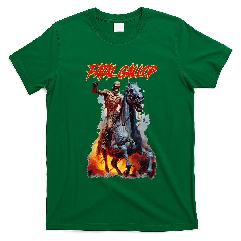 Fatal Gallop Diabolic Fear Black Horror Evil Monster Terror T-Shirt - Irish Green