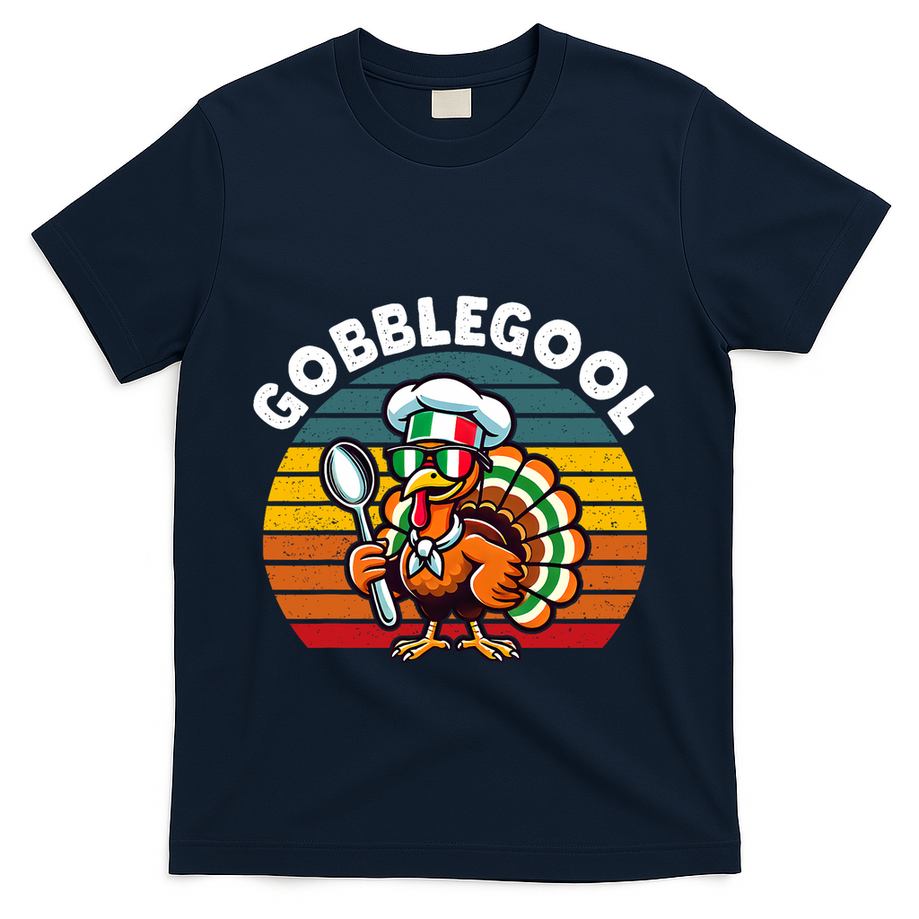 Funny Gobblegool Italian Gobble Turkey Day Fall Thanksgiving T-Shirt - Navy