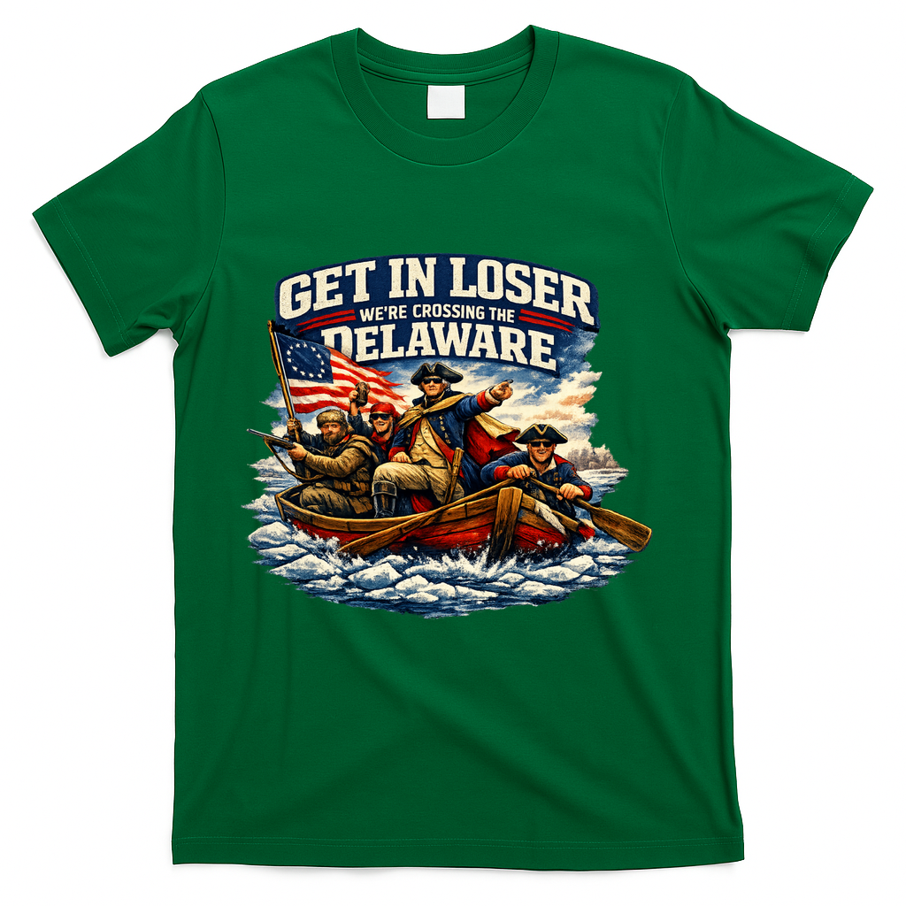 Funny Get In Loser We're Crossing The Delaware T-Shirt - Green