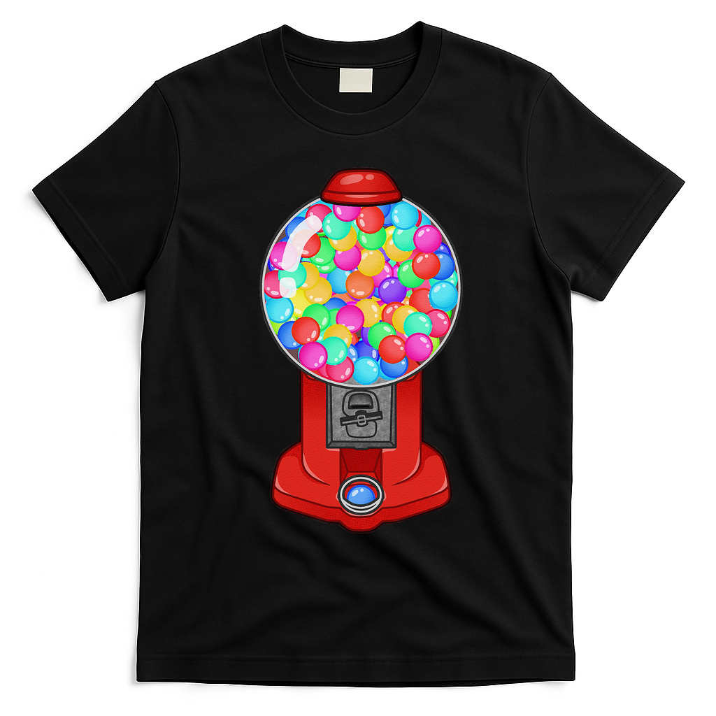 Funny Gumball Machine Halloween Gum Dispenser Easy Costume T-Shirt - Black