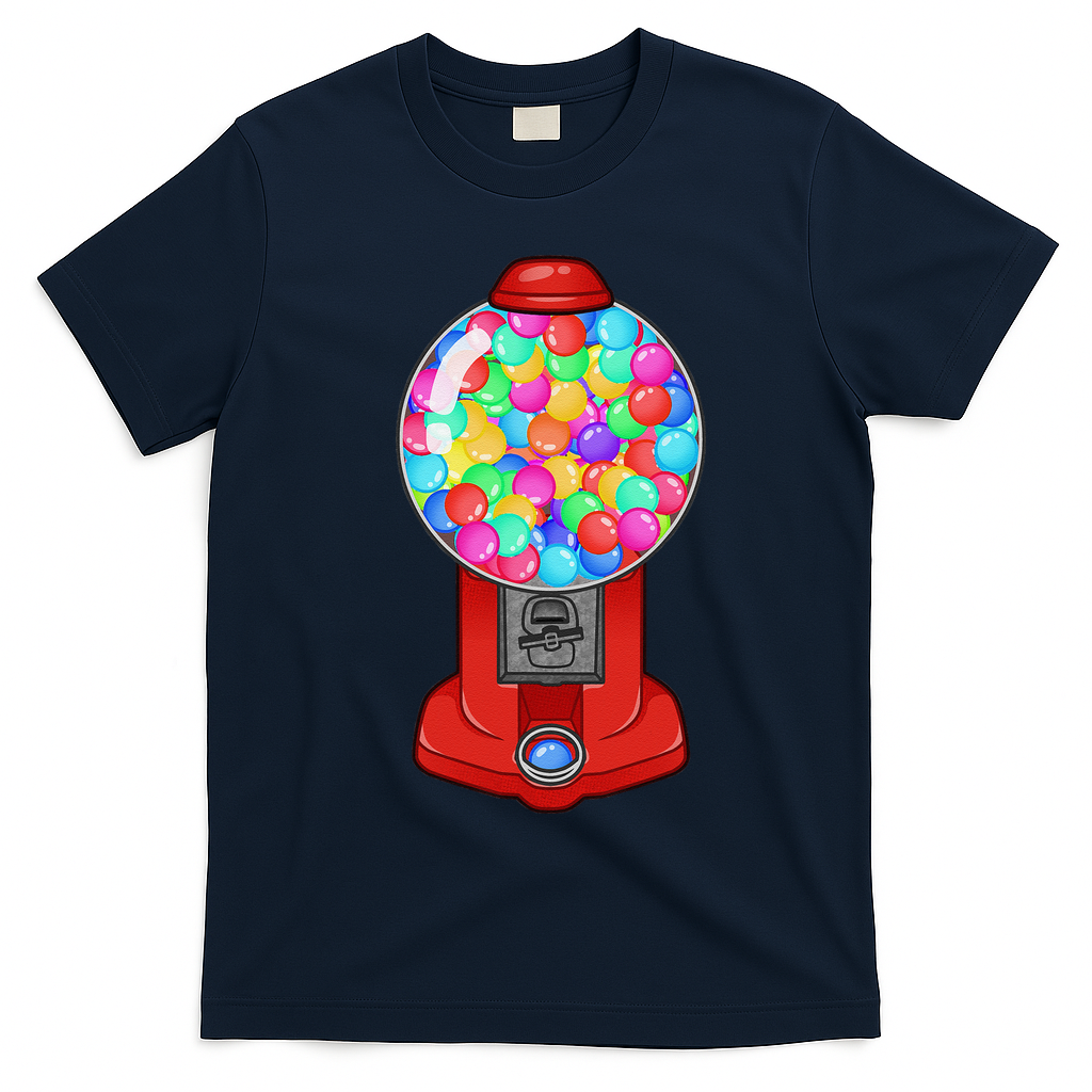 Funny Gumball Machine Halloween Gum Dispenser Easy Costume T-Shirt - Navy Blue