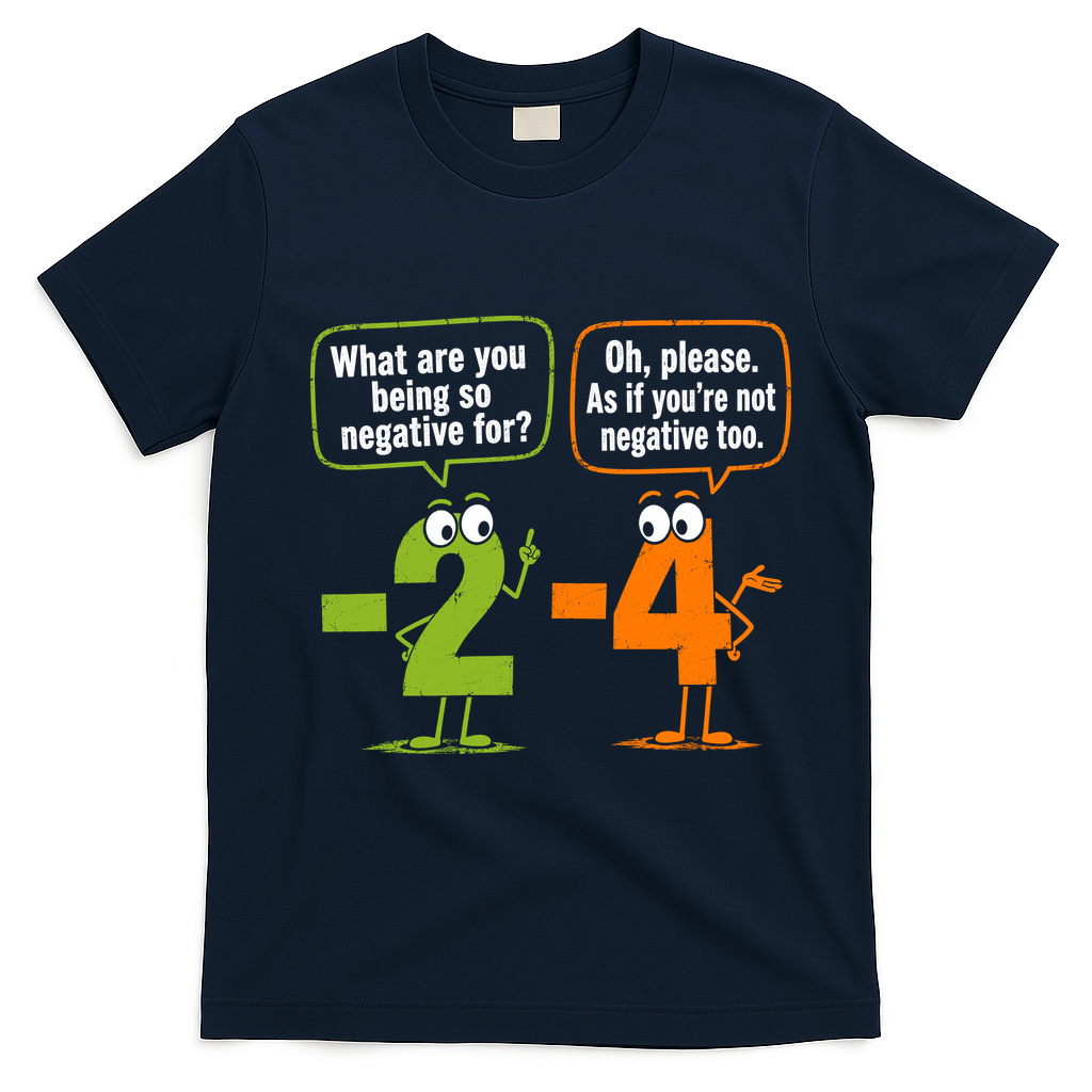 Funny Geek Math Numbers 2 Minus 4 Humor Joke T-Shirt - Navy Blue