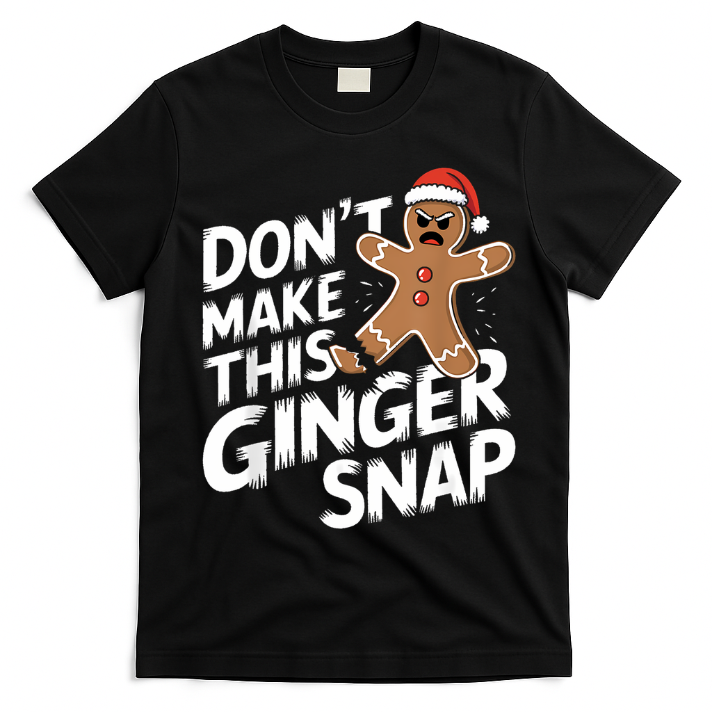 Fun Gingerbread Man Christmas & Women Graphic T-Shirt - Black