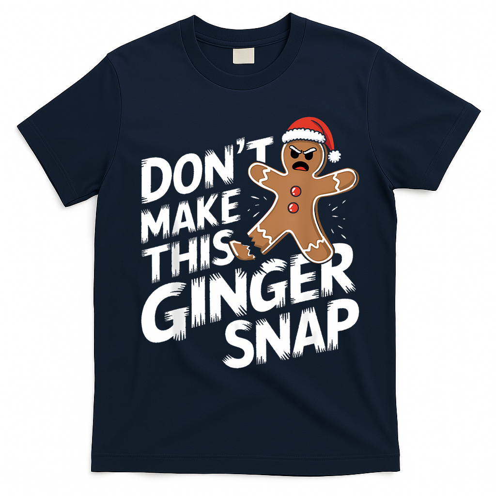 Fun Gingerbread Man Christmas & Women Graphic T-Shirt - Navy Blue
