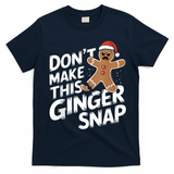 Fun Gingerbread Man Christmas & Women Graphic T-Shirt - Navy Blue
