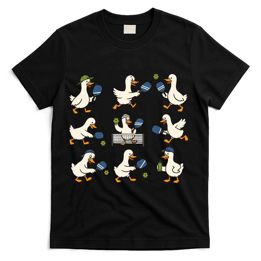 Funny Goose Pickleball Cute Gift T-Shirt - Black