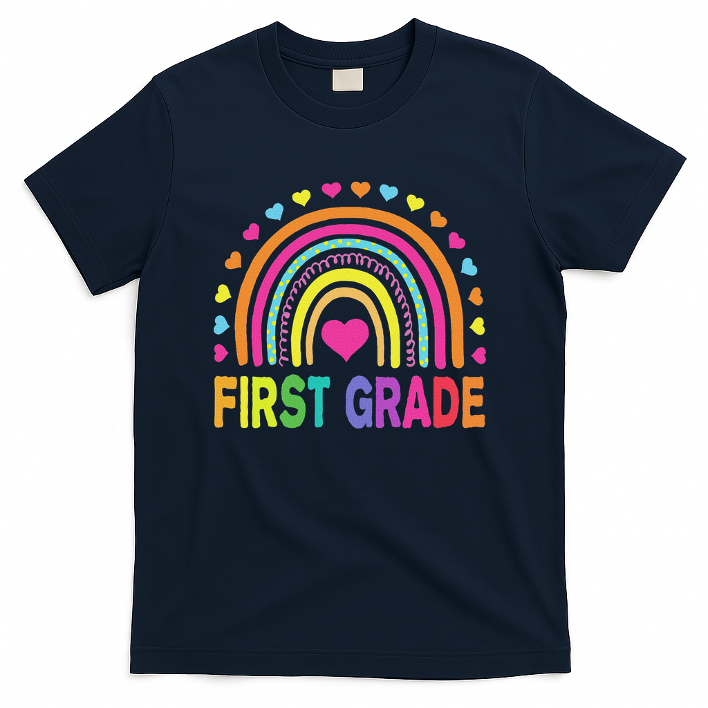 First Grade Rainbow Teacher Team 1st Grade Squad T-Shirt - Navy