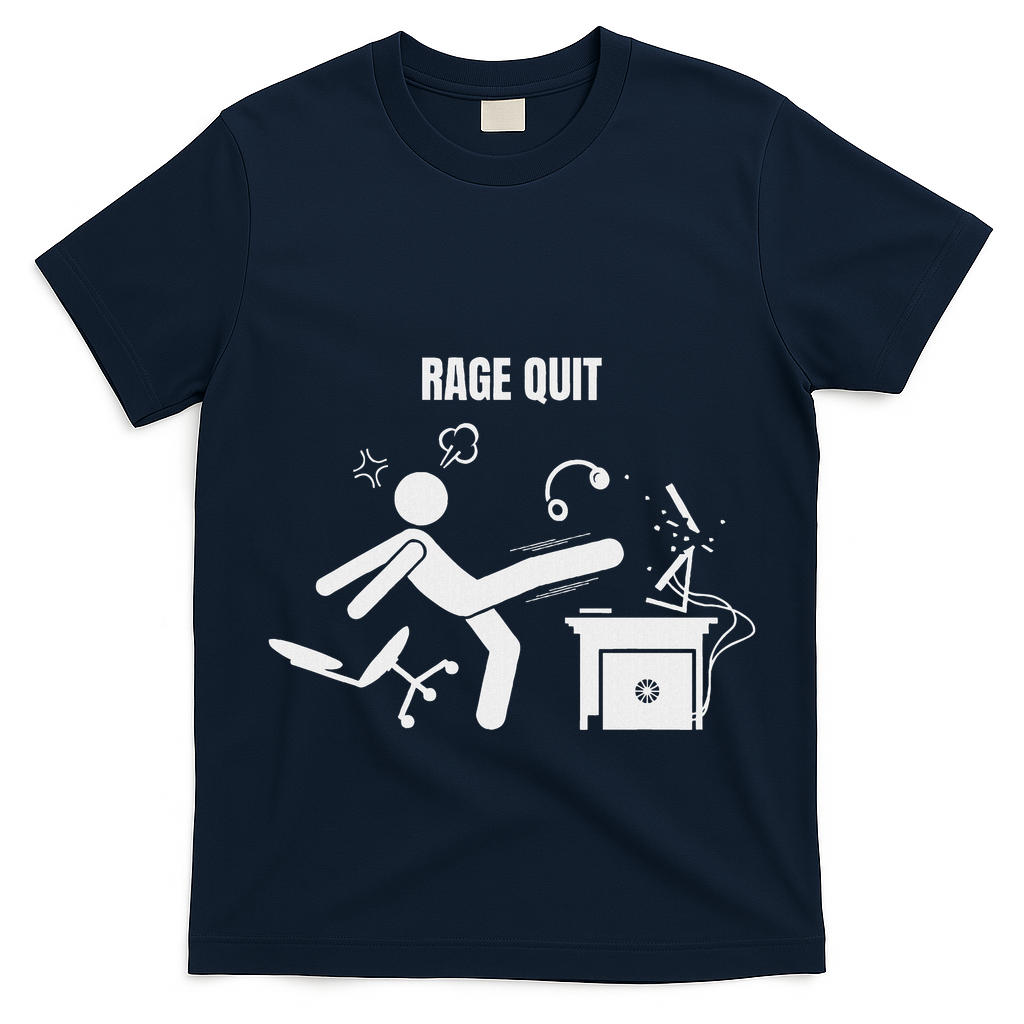Funny Gamer Rage Quit Stick Figure Gaming Sarcastic Meme T-Shirt