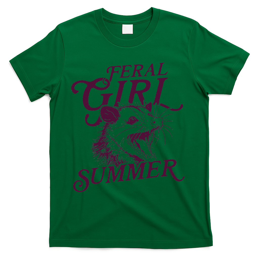 Feral Girl Summer Opossum T-Shirt - Green