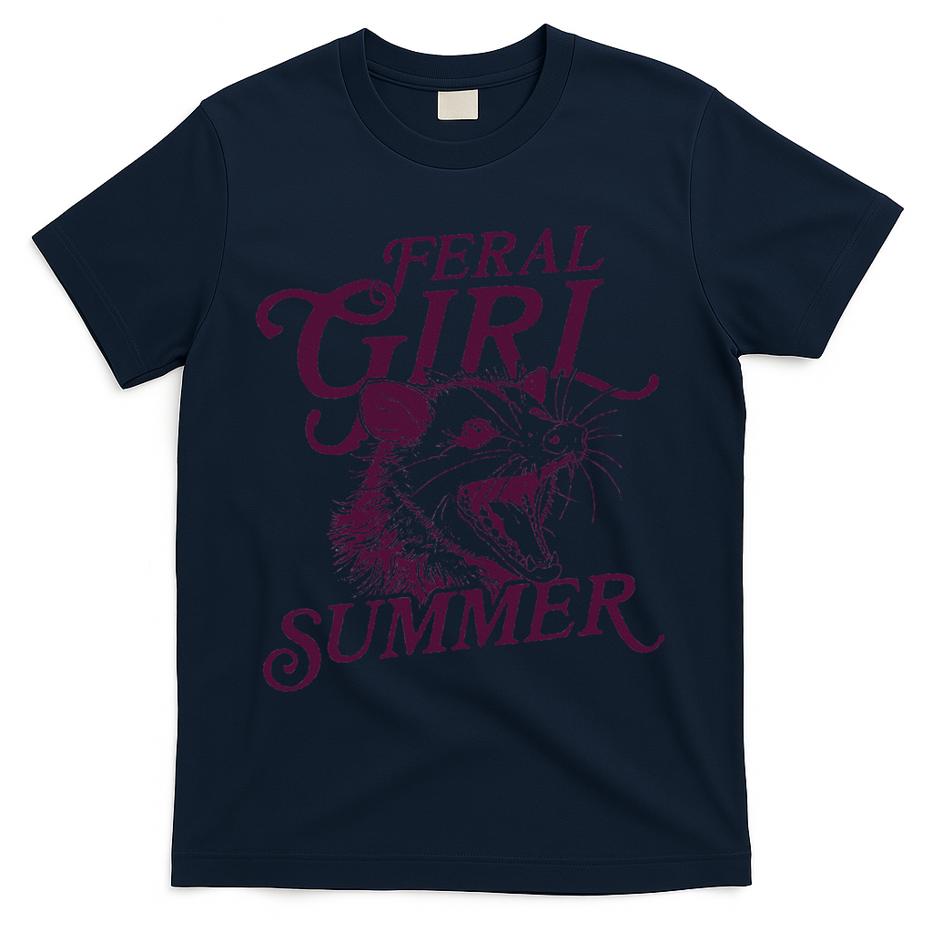 Feral Girl Summer Opossum T-Shirt - Navy