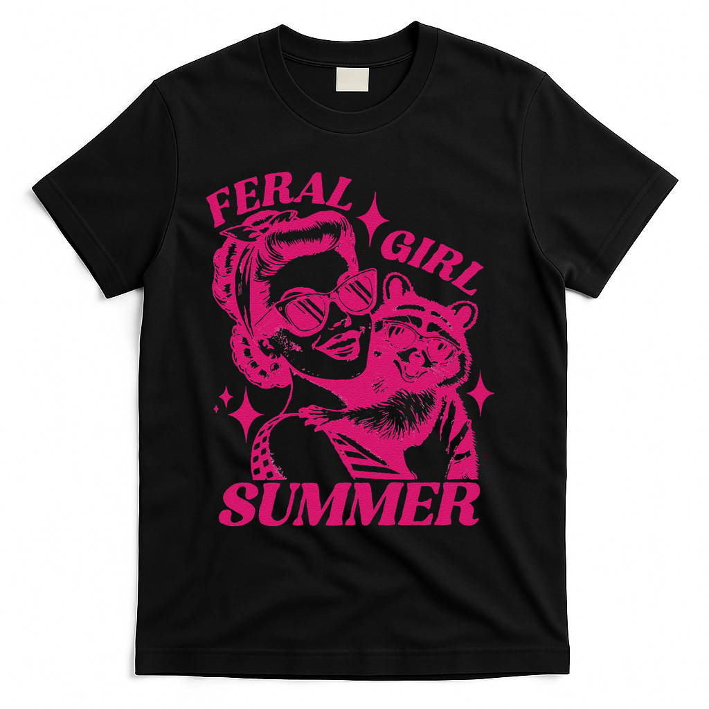 Feral Girl Summer Funny Feral Girl Summer T-Shirt - Black