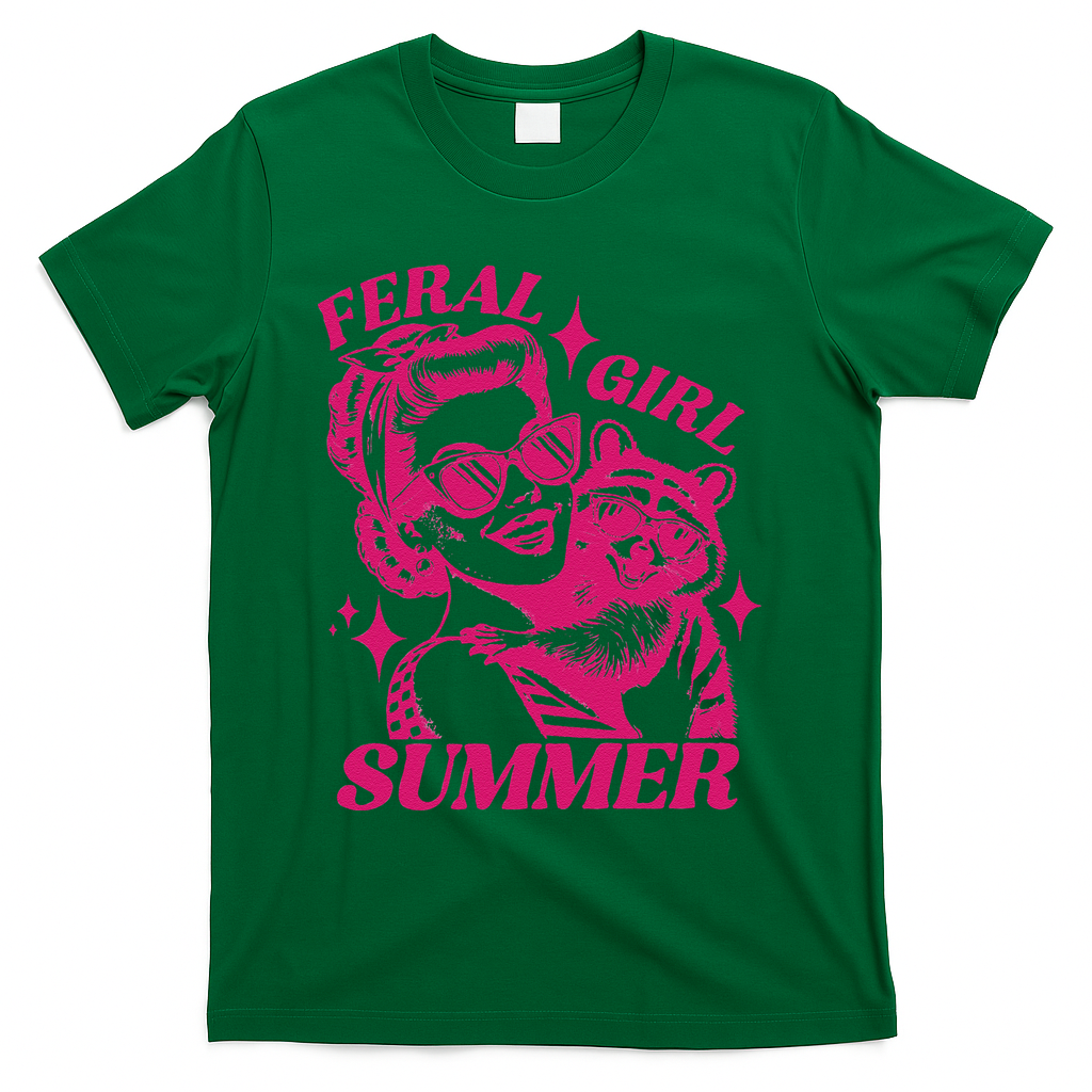 Feral Girl Summer Funny Feral Girl Summer T-Shirt - Green