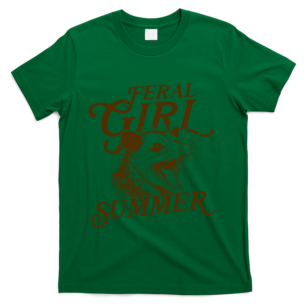Feral Girl Summer Funny T-Shirt - Green