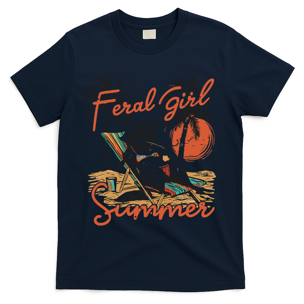 Feral Girl Summer T-Shirt - Navy