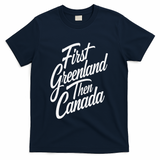 First Greenland Than Canada Us Map Trump T-Shirt - Navy