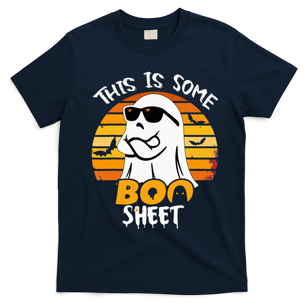 Funny Ghost This Is Some Boo Sheet horror Halloween Costume T-Shirt - Navy Blue