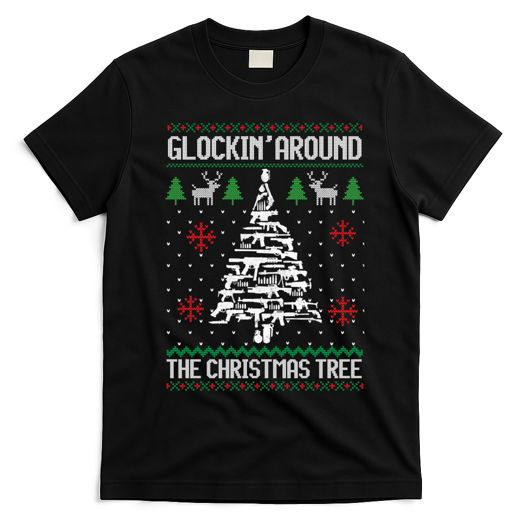 Funny Guns Ugly Christmas For Gun Lovers Meaningful Gift T-Shirt - Black