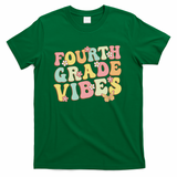 Fourth Grade Vibes Hello Team 4th Grade Teacher Retro T-Shirt - Green