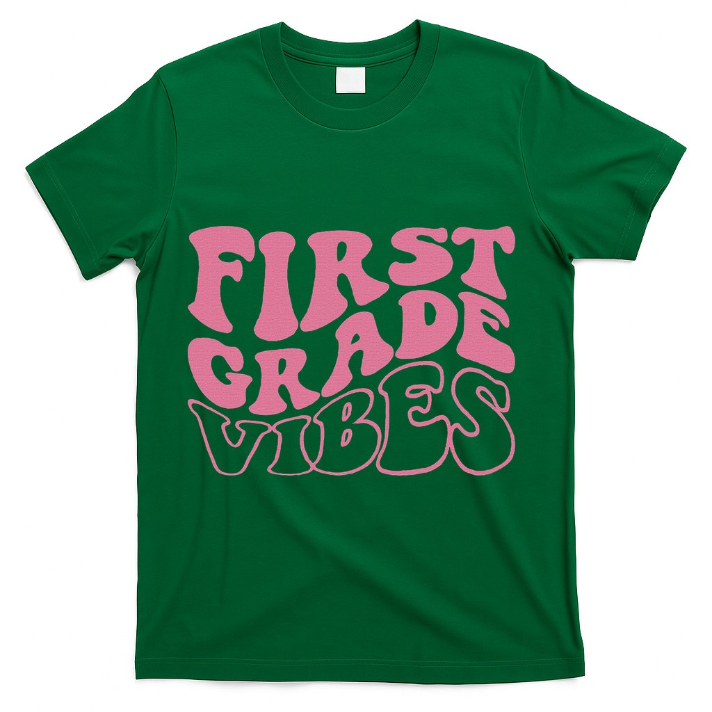 First Grade Vibes Happy First Day Of School 1st Grade Back T-Shirt - Green