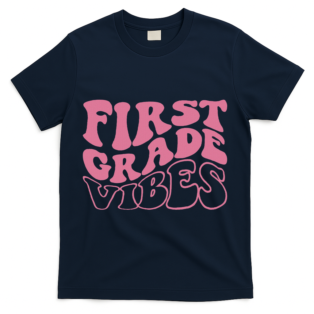 First Grade Vibes Happy First Day Of School 1st Grade Back T-Shirt - Navy