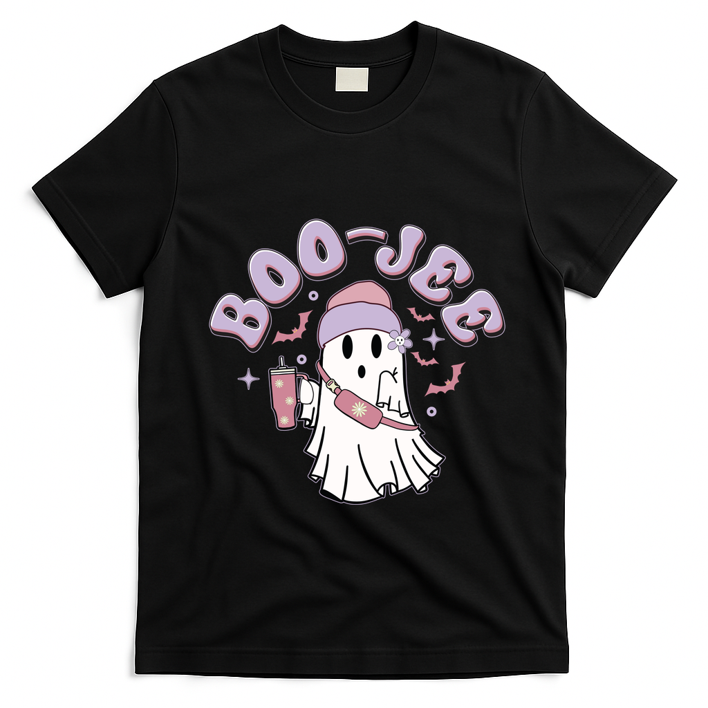 Funny Halloween Boo Jee Ghost T-Shirt - Black